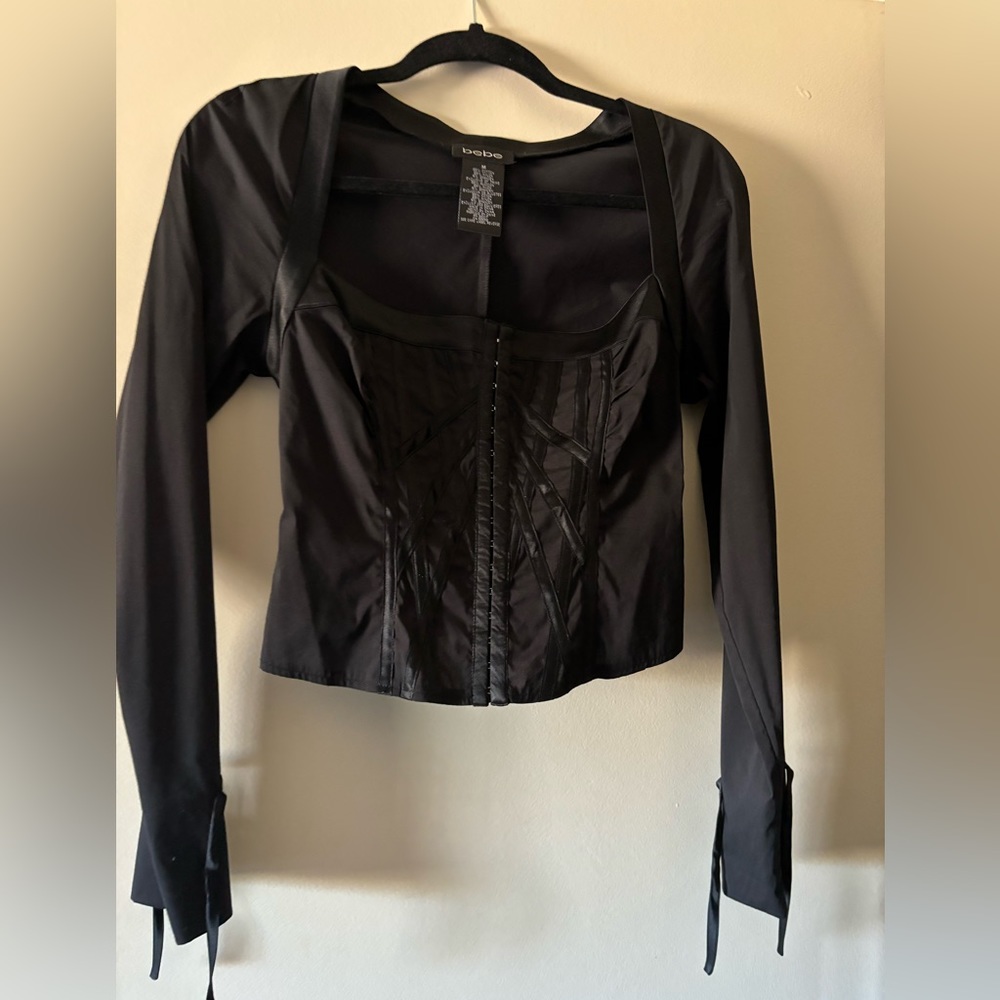 Bebe corset style long sleeve top